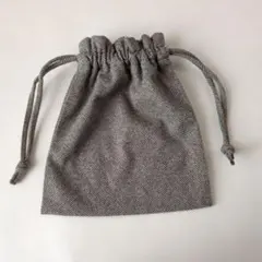 新品未使用ヘリンボーン柄 茶系巾着袋