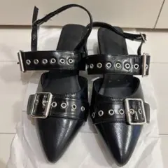 WEGO/ハトメベルトポインテッドシューズ ブラック 24.5のサムネイル