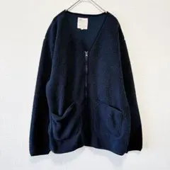 natural story【M】ボアカーディガン ネイビー ジップアップ