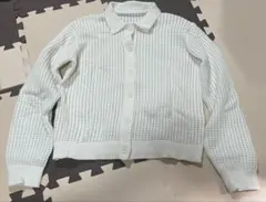 無印良品　婦人　洗えるメッシュポロカーディガン　ホワイト　Lサイズのサムネイル