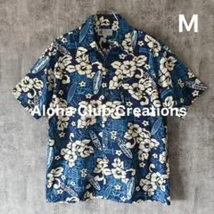 ✅AlohaClubCreationsアロハクラブコットンアロハシャツMネイビーのサムネイル