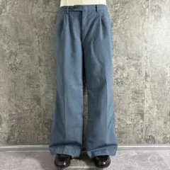 Vintage〈2タックワイドスラックス 70s 80s ブルー ウール〉