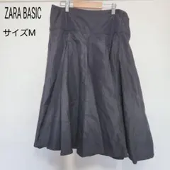 ザラベーシック スカート M 黒 フレア ひざ丈 無地 ZARA A1218のサムネイル