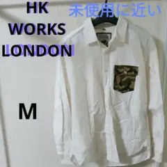 美品 HK WORKS LONDON カモフラポケット 長袖シャツ Mサイズ 白のサムネイル
