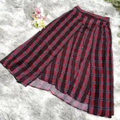 極美品✨PRIDE チェック柄 フレアスカート 38 赤のサムネイル