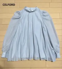 美品／CELFORD セルフォード　ボウタイ付きシアーブラウス　サックスブルーのサムネイル