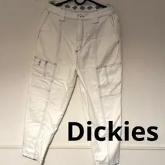 セール‼️Dickies ホワイト カーゴパンツ　デニム　希少ブルーステッチ夏秋