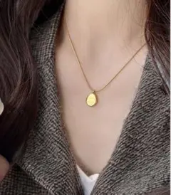 【再販SALE】k18サージカルステンレス　コインラウンドネックレス　金アレ対応