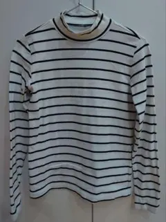 【無印良品】ストライプ 長袖Tシャツ ホワイト/ブラック