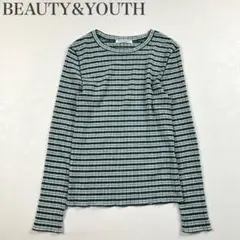 ビューティアンドユース 美品 チェック プルオーバーブラウス 楊柳 シャリ感