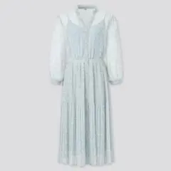 Joy of Print シフォンプリーツワンピース（7分袖）