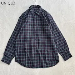 美品✨v53UNIQLO チェック柄 長袖ネルシャツ メンズM 綿100