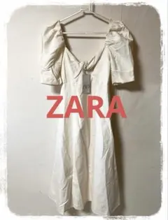 ☘️T19580☘️新品 ZARA アイボリー パフスリーブ ワンピース XSのサムネイル