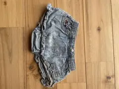 フリル付きデニムショートパンツ