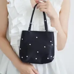 hai ハンドバッグ ブラック ドット柄 - メルカリ