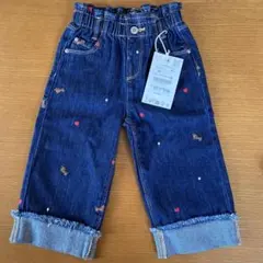 ZARA 犬の刺繍入りキュロットデニムパンツ