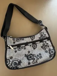 レスポートサック ショルダーバッグ 黒白ヘリンボーン クラシックホーボー