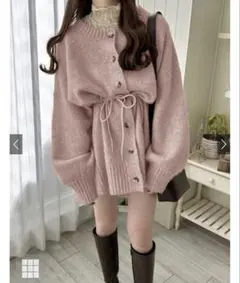 グレイル　GRL ベルト付モヘヤタッチニットカーディガン［Kz296］