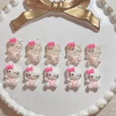 キティちゃん ピンク ラメ デカめ ネイルパーツ 10個セット