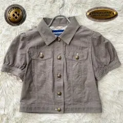 ✨極美品✨ バーバリーブルーレーベル 半袖ショートジャケット リネン混 チェック