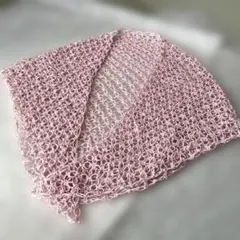 三角ショール　春夏　ライトピンクキラキラコットン糸 春夏ストール