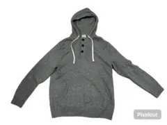 メンズ　グレー フード付き ニットセーター　M/S