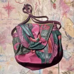 90s vintage y2k パッチワーク レザー ショルダーバッグ 個性派