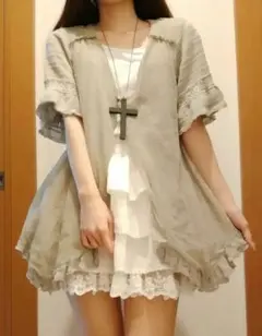 森ガール　姫系　axes femme　レース　カーディガン　ボレロ