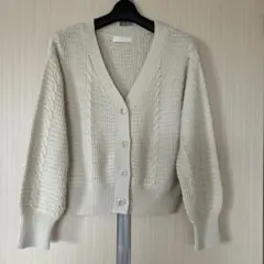 any SiS ケーブル編み Ｖネック カーディガン