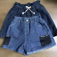 GU、PINKY PALETTE デニムハーフパンツ 150