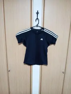 adidas ブラック 半袖Tシャツ 3本ライン