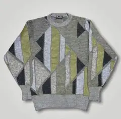 総柄　デザインニット　古着　イタリア製　幾何学