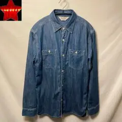 【FIVE BROTHER】ワークデニムシャツ 長袖シャツ インディゴブルー M