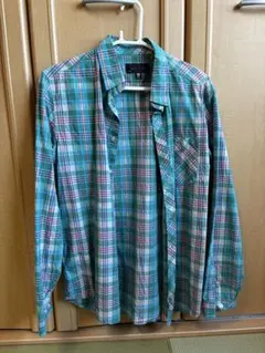 Mishka ターコイズ チェック柄 長袖シャツ Mのサムネイル