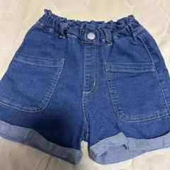 子供服 デニム ハーフパンツ ゴムウエスト 伸縮性あり 100cm 男女兼用