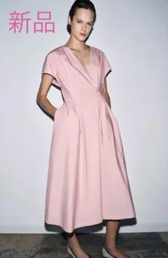 ZARA チェック柄ポプリンワンピースZWCOLLECTION L ピンク - メルカリ