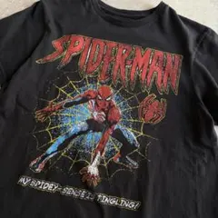【140相当】スパイダーマン グラフィック 半袖Tシャツ ブラック 古着のサムネイル