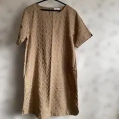 PART2 ベージュ 円形模様 半袖ワンピース