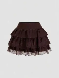 SHEIN ブラウン レース フリルスカート