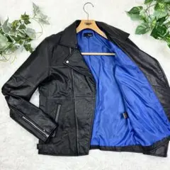 美品　Finess　本革　ダブルライダース　レザージャケット　XL　ブラック