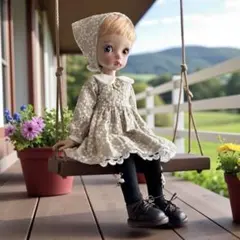 ✻花うさぎ✻サークル刺繍のワンピースセット imda3.0