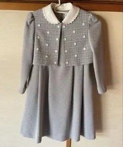 入学式　卒業式　グレーの長袖　フォーマルワンピース　130㎝