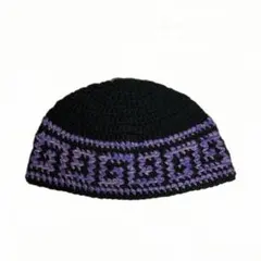 クラッシャーハット ビーニー 黒×紫(マーブル)