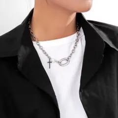 シルバー ステンレス ネックレス クロス 十字架 パンク #C472-2