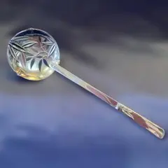 美品 銀製 透かし笹模様 お取りしゃもじ/お玉しゃもじ/シルバー