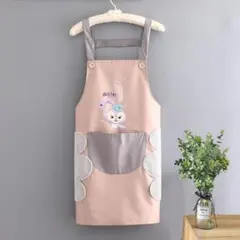 H型 エプロン ピンク ステラルー 防水 ポケット付き 手拭きタオル 洗える