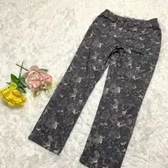 総柄パンツ ストレート モノトーン ダークグレー S相当