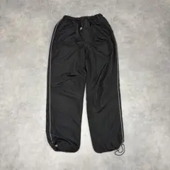 ナイロンパンツ ドローコード Lサイズ ウエストゴム サイドライン ブラック