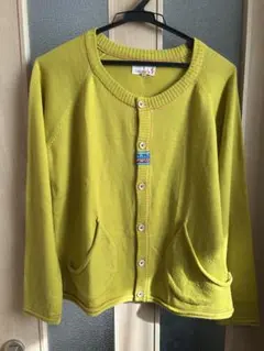 チチカカ黄緑 カーディガン Mサイズ ボタン付きTITICACA