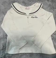 メゾピアノ 刺繍入りホワイト長袖カットソー